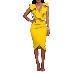 ROBE Femme Robe solid épaules Dénudées Plis ondulés de