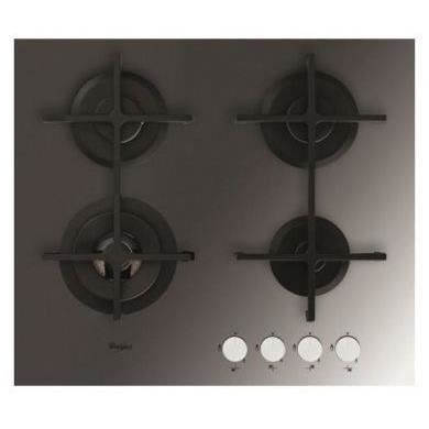 Whirlpool AKT7000MR - Table de cuisson gaz - 4 zones - 8000 W - Allumage 1 main - L 60 cm - Revêtement verre noir
