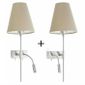 Lot De 2 Appliques Avec Liseuses Led Gauche Droite Ivoire H49cm