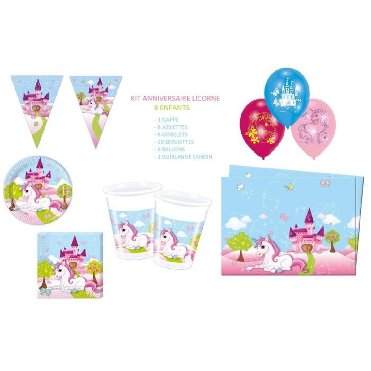 Kit Décoration Table Anniversaire Enfant - Assiettes, Gobelets, Serviettes, Nappe Thème