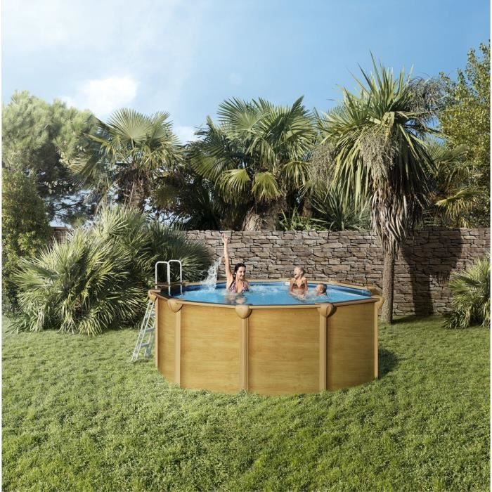 TRIGANO Piscine ronde en métal 5,85x1,32m - Marron