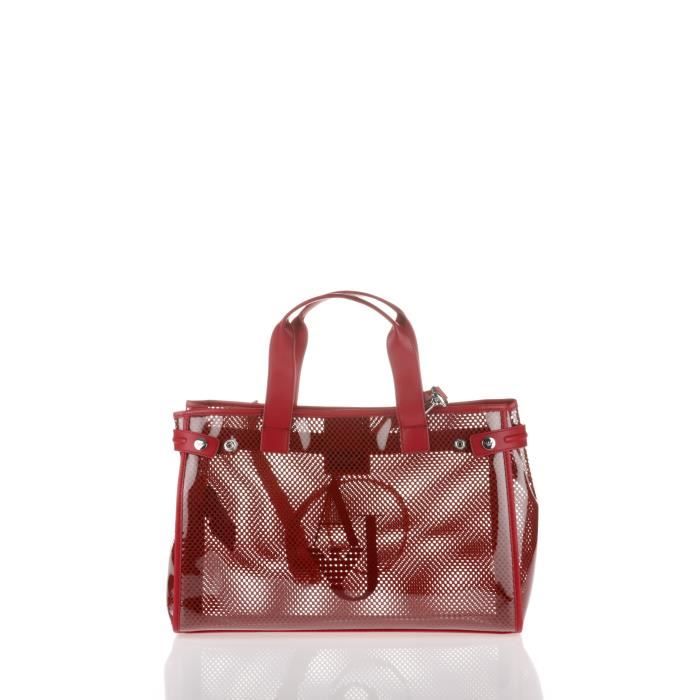 ARMANI JEANS - Sac Cabas en PVC Rouge Transparent - Femme