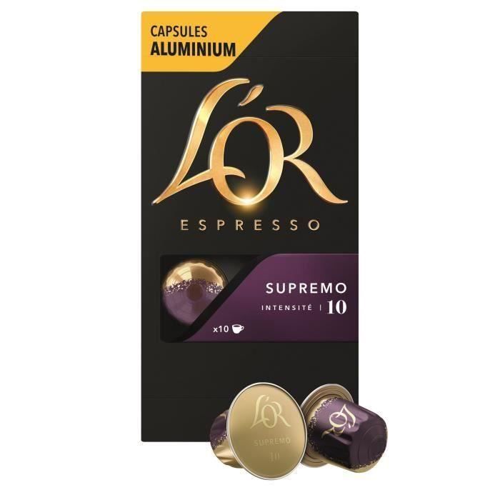 L'OR ESPRESSO Café Supremo Intensité 10 - 10 paquets de 10 capsules en aluminium