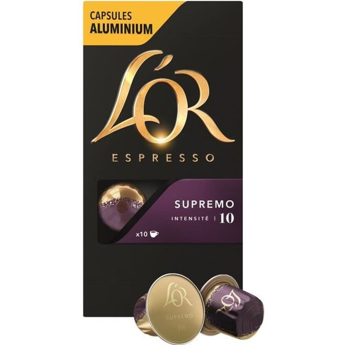 L'OR Espresso Café Capsules Aluminium Supremo Intensité 10 - X10