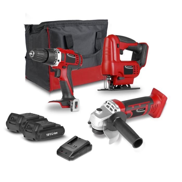 MATRIX Set 3 en 1 Lithium 18 V 1,3 Ah