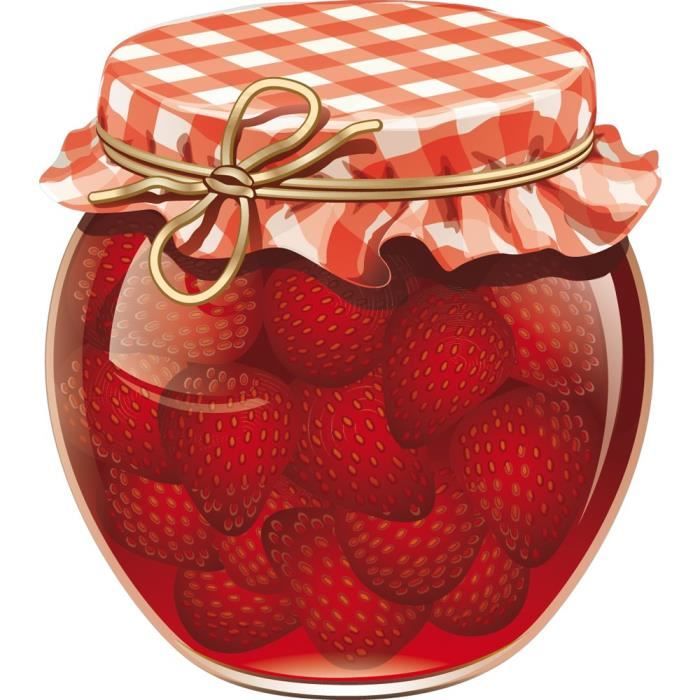 Stickers pot de confiture fraise Ref: NW3032 30x34 cm ...