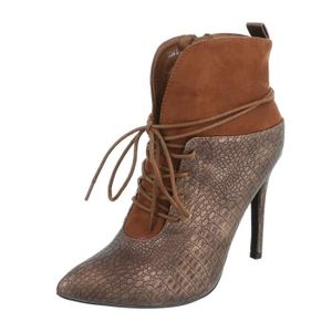 BOTTINE Chaussures femme bottine High Heels lacet Bottes C