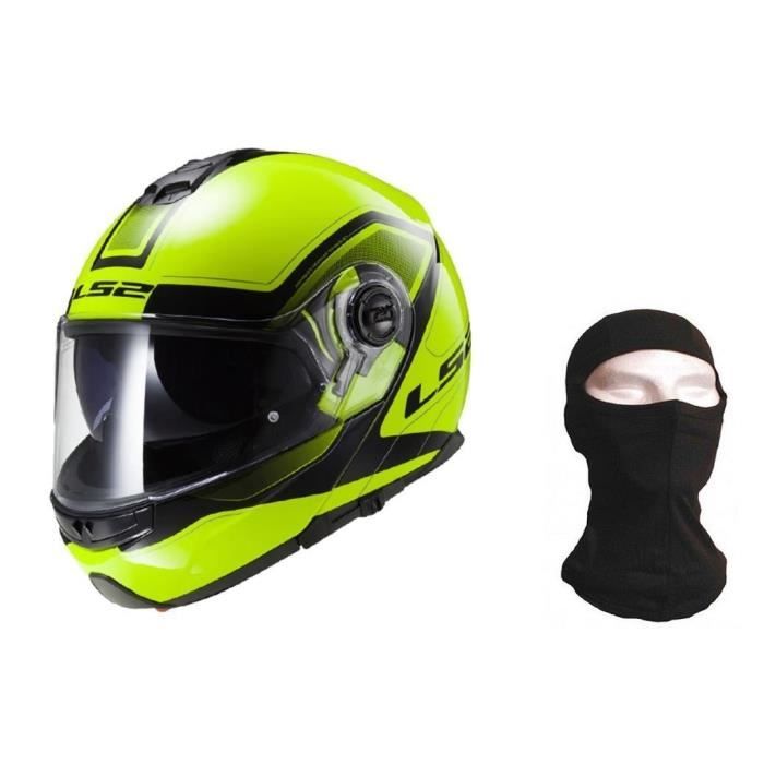 LS2 Casque Modulable Strob Civik HI VIS noir jaune + cagoule