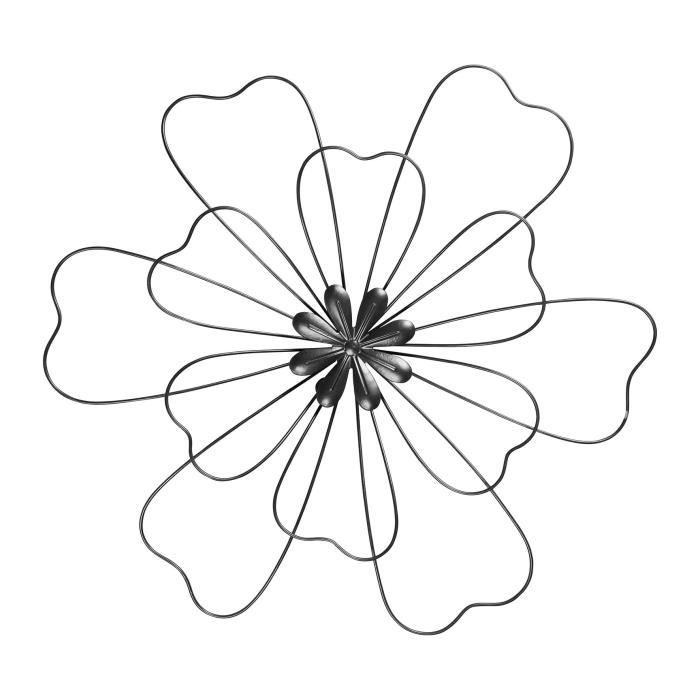Décoration murale en métal Fleur - Noir - 44 x 6 x 47 cm