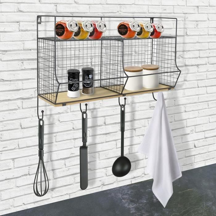 Etagère murale de cuisine filaire - L. 46 x H. 31 cm ...