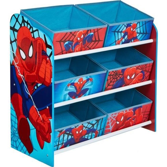 SPIDERMAN - Meuble de rangement pour chambre d'enfant avec 6 bacs