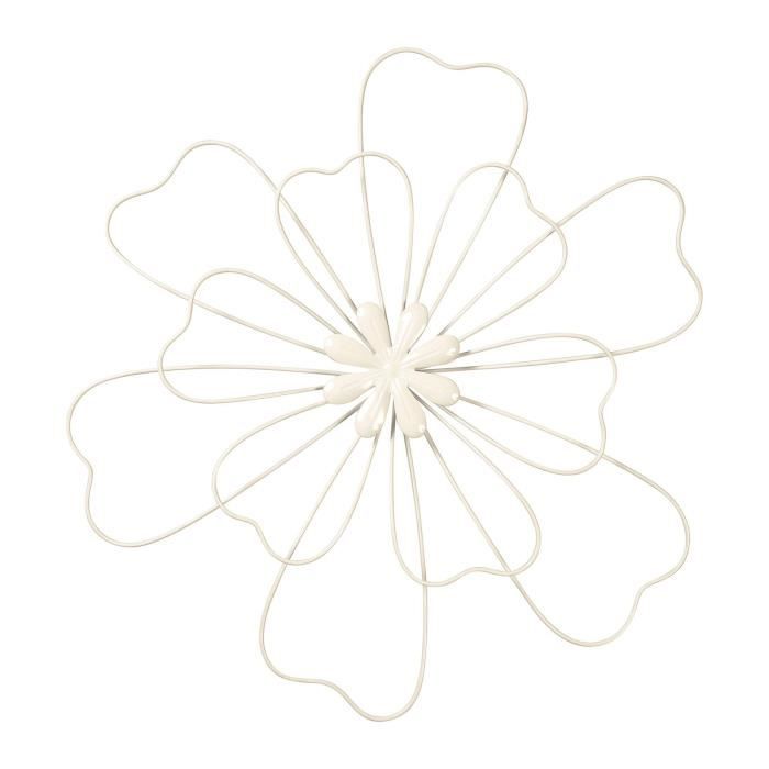 Décoration murale en métal Fleur - Blanc - 44 x 6 x 47 cm
