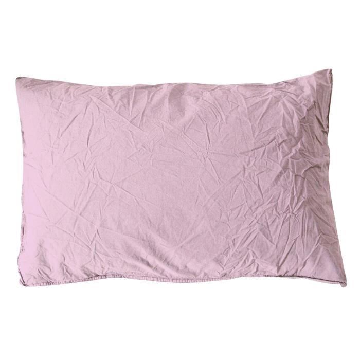 VENT DU SUD Taie d'oreiller Palace - 100% coton lavé - 50x70 cm - Mauve