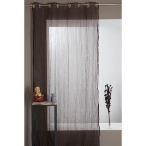 VOILAGE Rideau Voilage 130 x 245 cm Effet Froissé Marron
