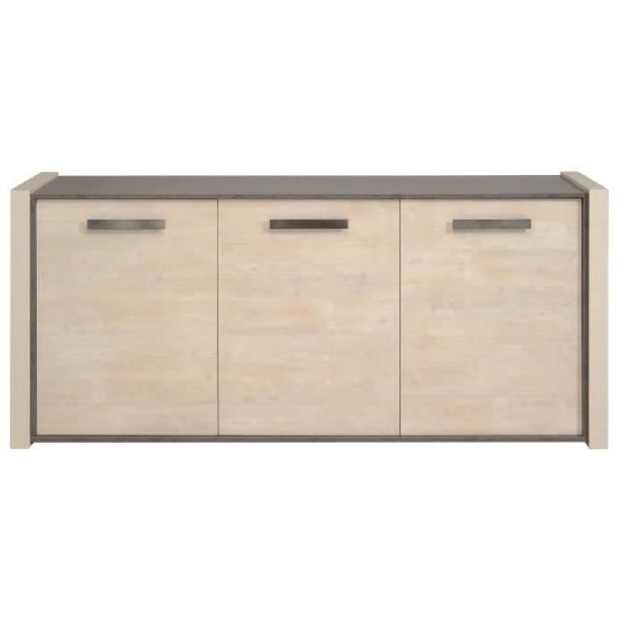 FOX Enfilade contemporain - Décor pin cendré et béton foncé - L 185 cm