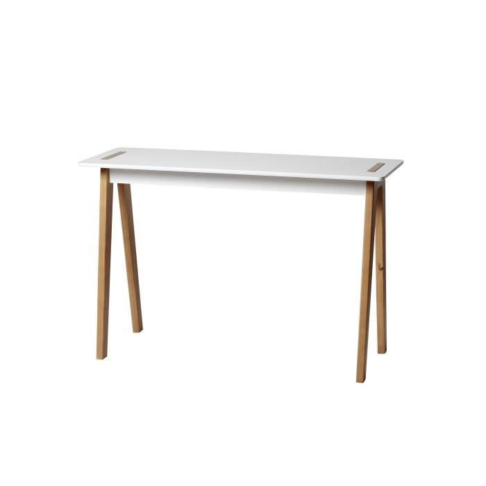 SHANA Console Décor chêne et blanc - L 110 x P 40 x H 72 cm