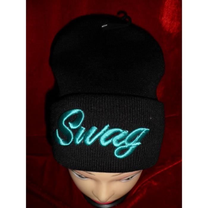 BONNET SWAG NOIR ET BLEU A REBORD HOMME FEMME ADO