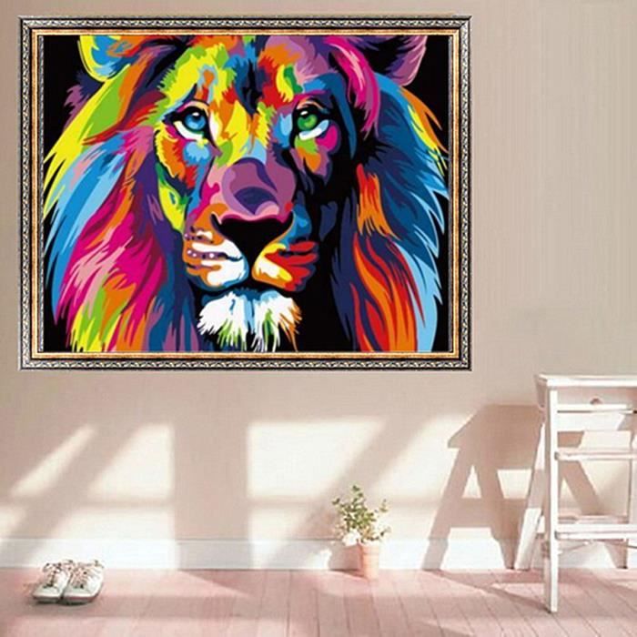 Tempsa Tableau Peinture Animaux Lion Et Cardre Sur Toile Moderne