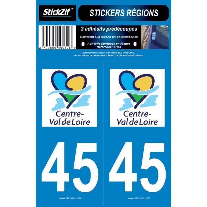 STICKZIF 2 Autocollants Région Département 45 SR45