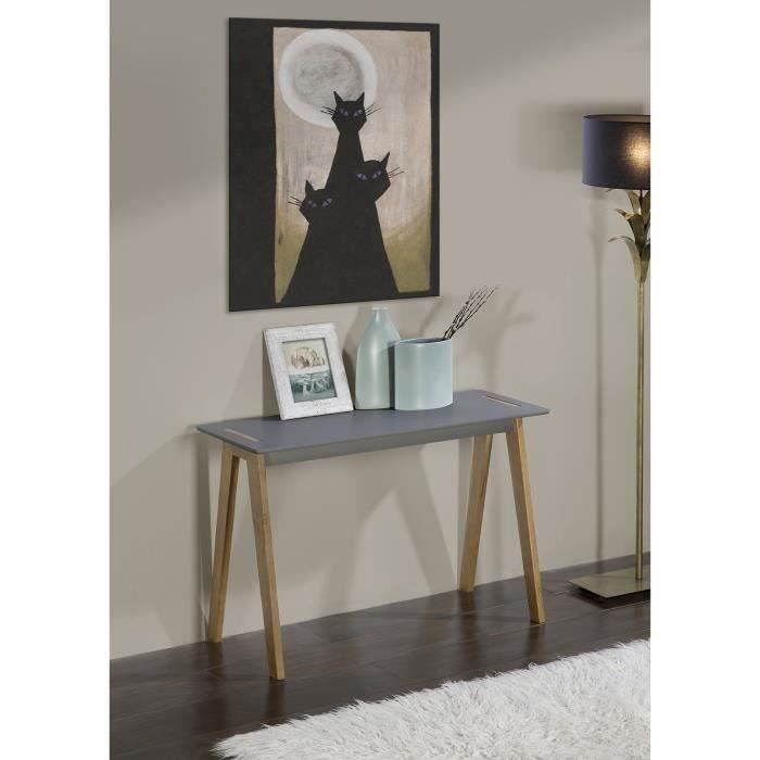 SHANA Console - Décor chêne et gris - L 110 x P 40 x H 72
