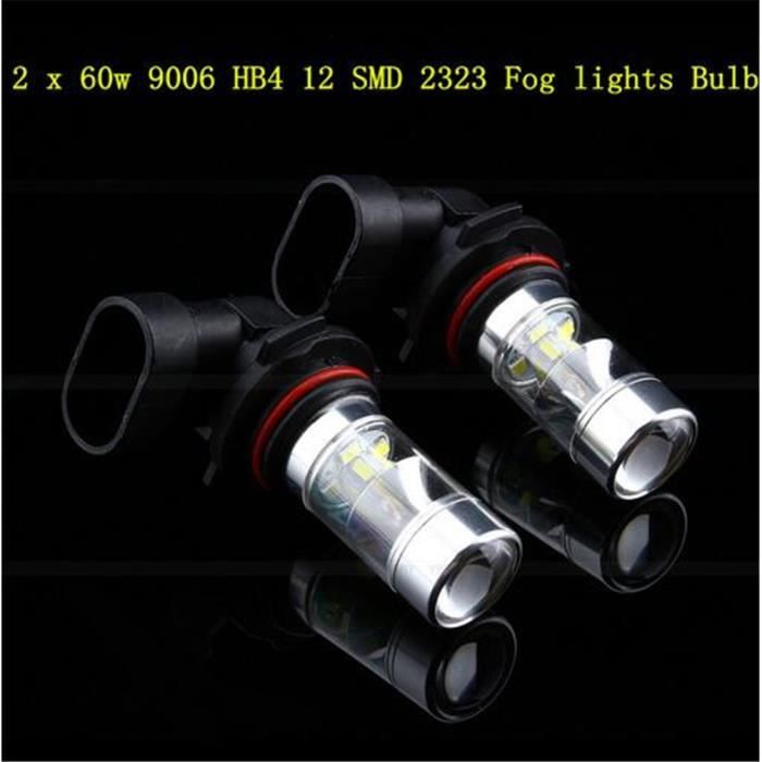 2 Pcs 9006 HB4 12SMD 2 323 Brouillard Ampoule 60W Blanc Voiture Lampe LED Achat Vente Phares