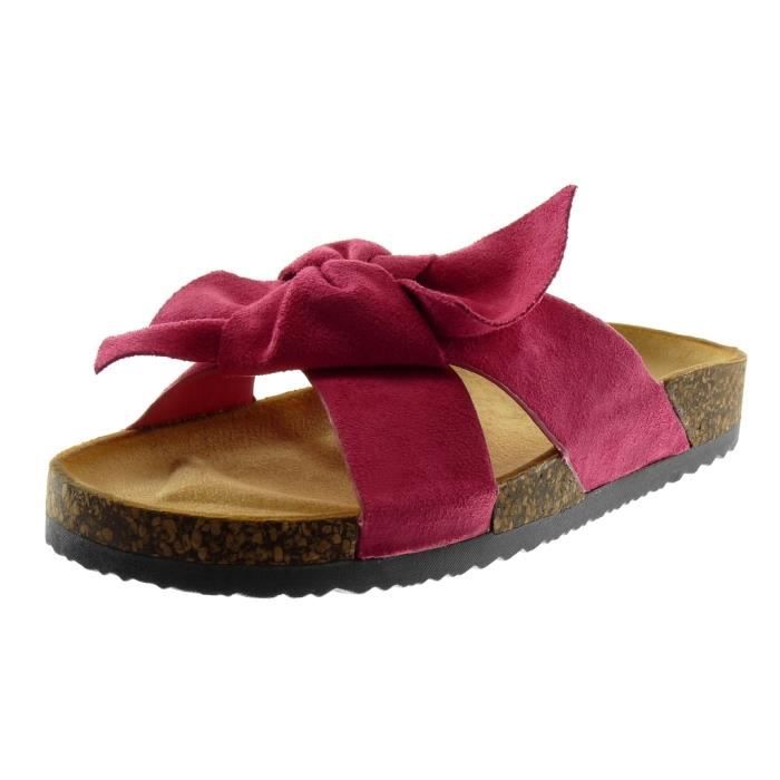 on Noeud T 40 5 Compensé Mule 2 Talon Angkorly S17 Mode Cm Liège Chaussure Sandale Slip Femme Fuschia wqnXU0p