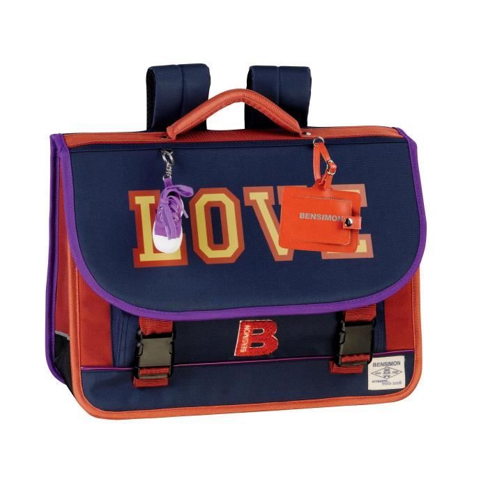 BENSIMON Cartable 3 compartiments - Primaire - Fille - Bleu / cuivre - 41 cm