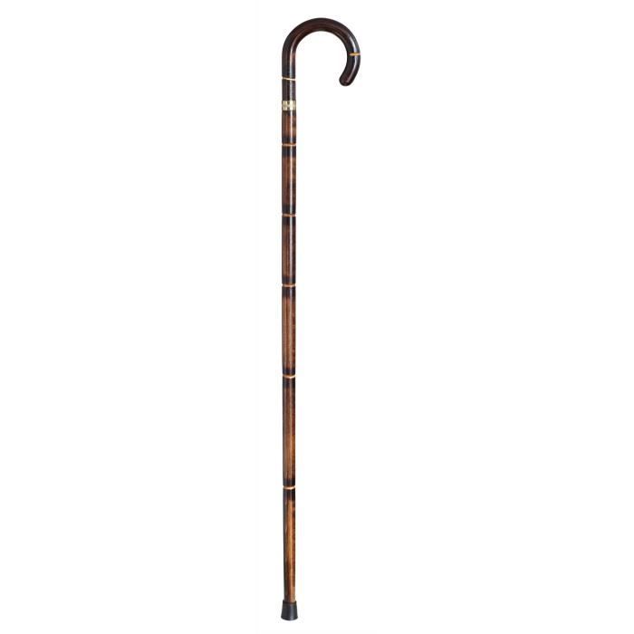 Canne courbée NOVOLIFE NL-31004 - En bois de hêtre avec rainure sombre - Corps en aluminium noir - Grande qualité