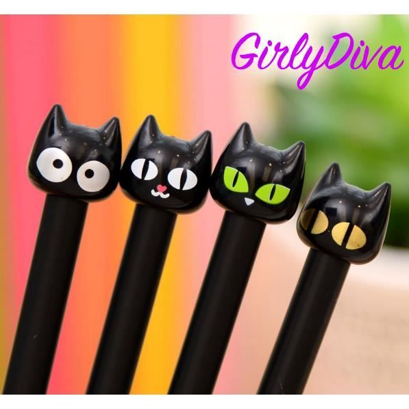 Lot de 4 Stylos , Chats Noirs Mignons Kawaii Animaux , Filles Garcon , Scolaire Ecole Etudiant Lycée