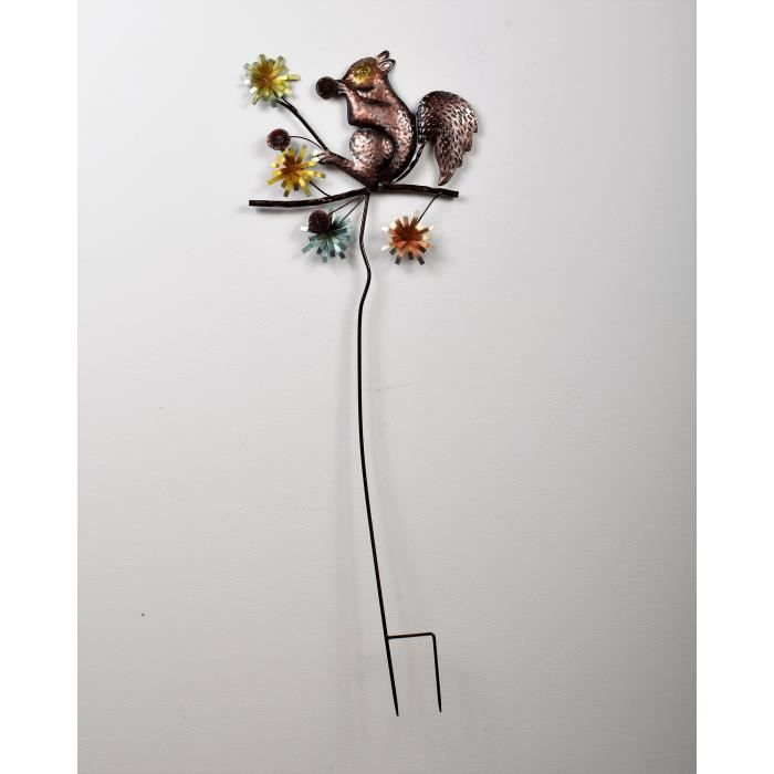 Décoration murale Ecureuil Sur Tige - Métal - L 33 x H 103 cm