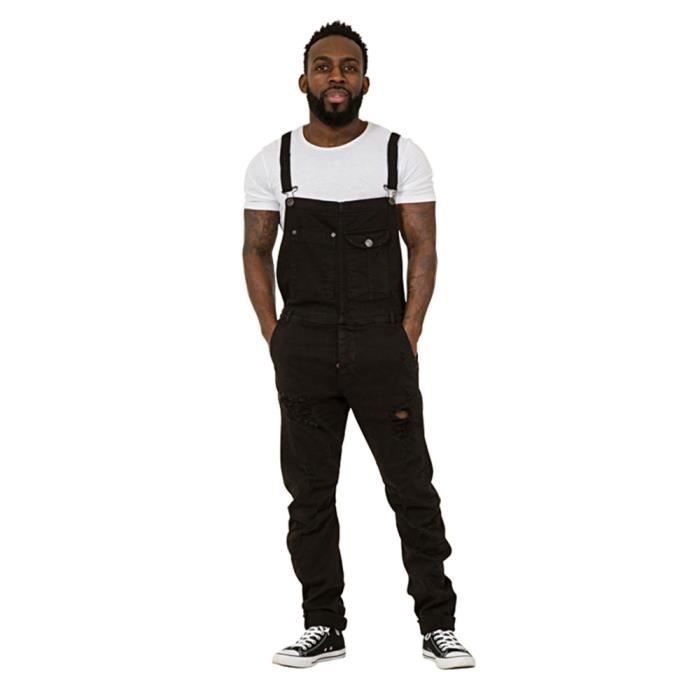 'Twisted Seam' Salopette Homme - Noir détail à l'abrasion ...