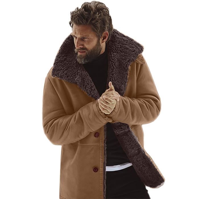Peau Laine Chaude Doublé Hiver Mouton Veste De Hommes Montagne En EF6FqpwH