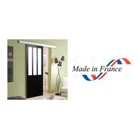PORTE COULISSANTE PORTE STYLE ATELIER NOIRE 204X93 +coquilles AVEC R PORTE COULISSANTE PORTE STYLE ATELIER NOIRE 204X93 +coquilles AVEC R