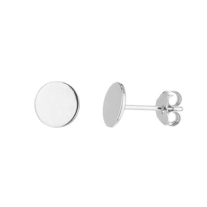 MONPLAISIR Boucles d'Oreilles Argent Fin 925/1000 Pastilles Rondes Lisses