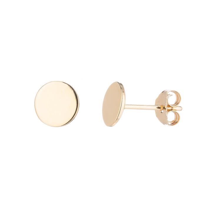 MONPLAISIR Boucles d'Oreilles Plaqué Or Pastilles Rondes Lisses