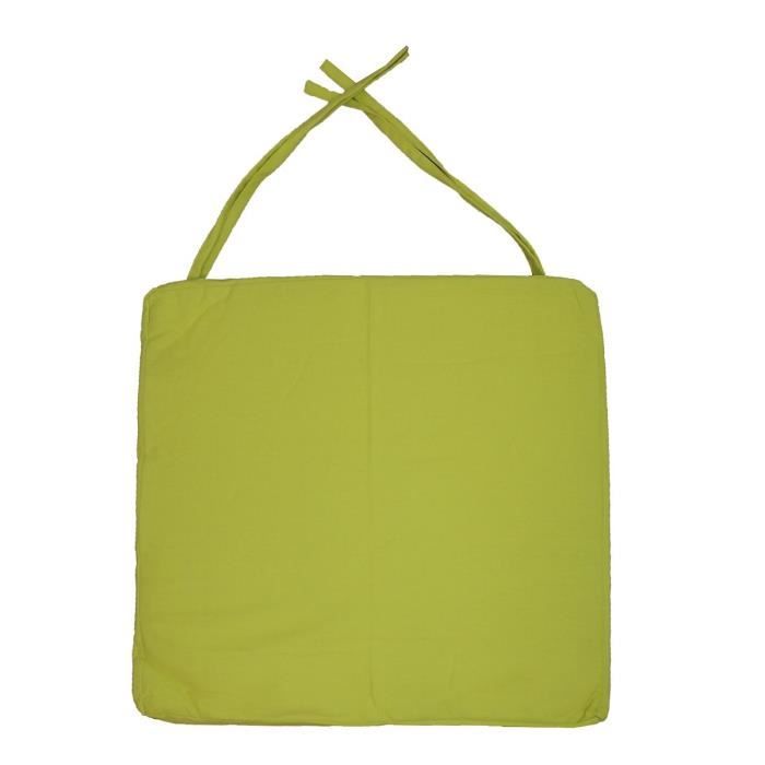 Galette de chaise carrée 40x40x4 cm VERT ANIS