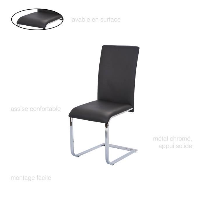 Chaise Salle à Manger Noire Simili Cuir Chaise Design Dossier