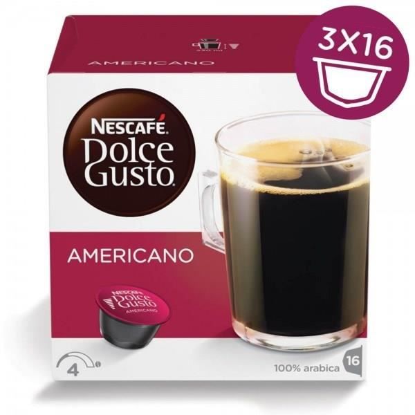 NESCAFÉ DOLCE GUSTO Lot de 3 paquets d'Americano - 3 x 16 Capsules