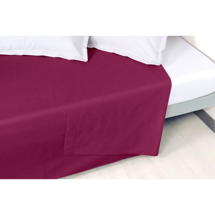 VENT DU SUD Drap plat Percale Manoir - Aubergine - 180x290cm