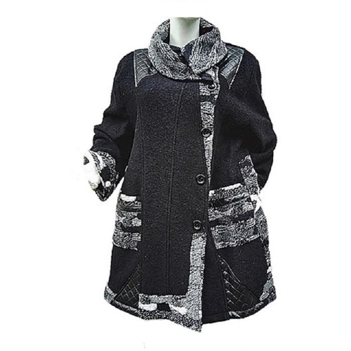 Veste manteau laine manteau laine noir-gris taille 54 NEUF