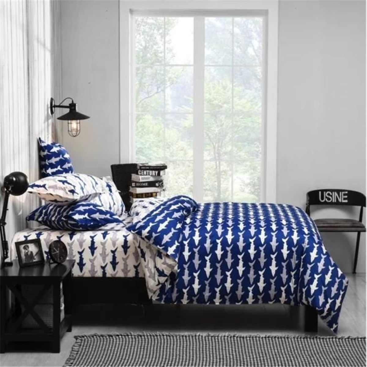 Parure de couette-Parure de lit requin imprimer 1 housse ...