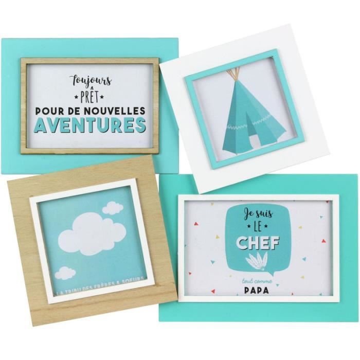 THE HOME DECO FACTORY Cadre photo pêle-mêle Kids - 34,2x1,5x27,2 cm - Vert