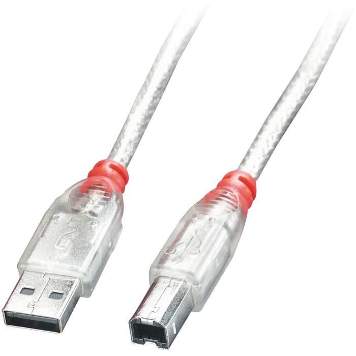 LINDY Câble USB 2.0 de type A/B - Transparent - 2m