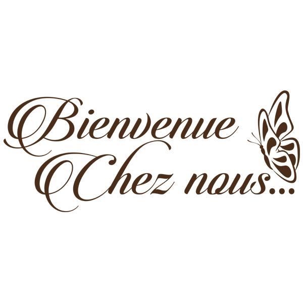 Sticker Citation Papillon "Bienvenue Chez Nous"(15x37 cm Sticker Citation Papillon "Bienvenue Chez Nous"(15x37 cm