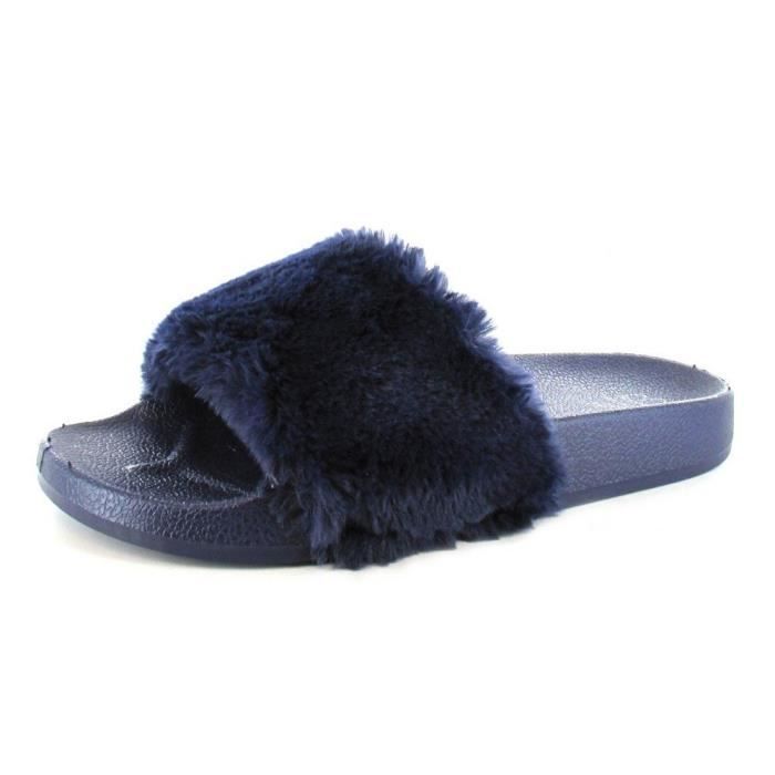 3 Mule Tito Marine nvy Sliders 3jupnc Femmes Fourrure 8 En Tongs Caoutchouc Sandales Tit Fausse Taille 36 mul AzwcdqxI