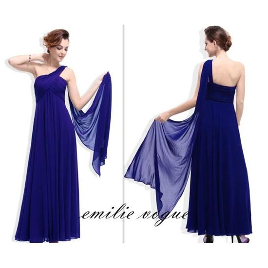 Taille Soirée Robe Mousseline épaule Robe Cérémonie Dune
