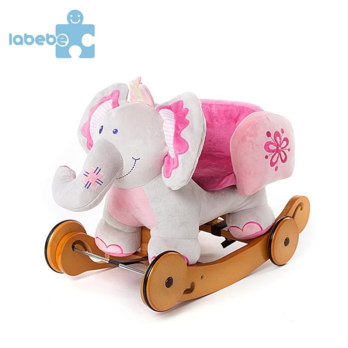 LABEBE Eléphant Peluche Type Cheval à Bascule avec Roues ...