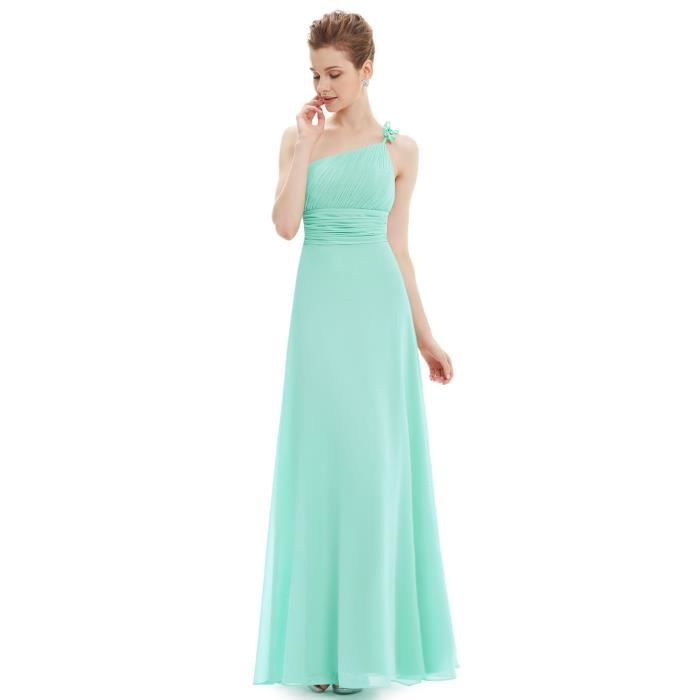 Robe de soirée longue vert d'eau simple en mousseline ...