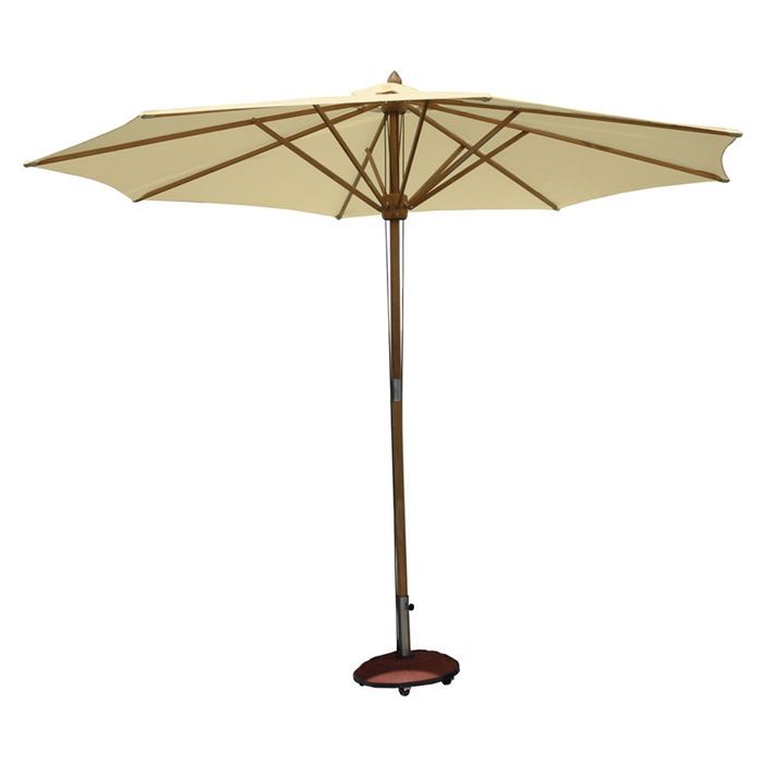 Parasol en bois Teck TFT   Forme  ronde   Coloris  écru   Toile en