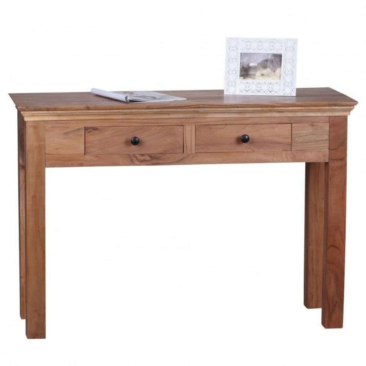 console console massif d acacia en bois avec 2 tir